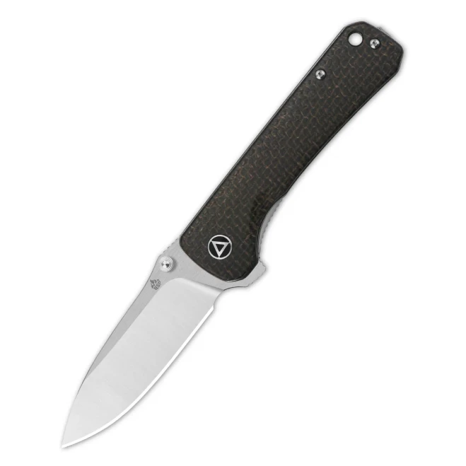 QSP Hawk Folding Knife Brown Linen Micarta Handle 3.23" Satin 14C28N Drop Point QS131-G