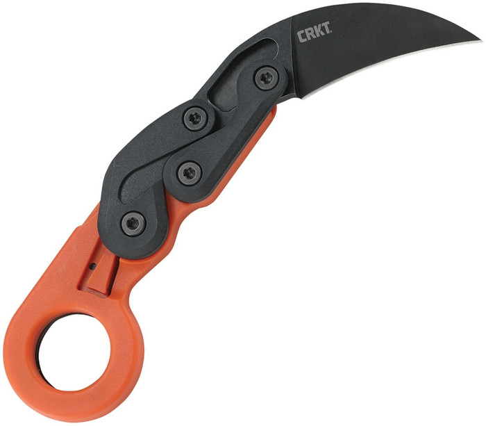 CRKT Provoke Kinematic Folding Knife Orange Handle Plain Edge Black Stonewash Finish 4041O