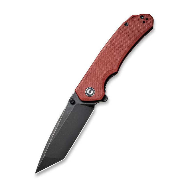 Civivi Brazen Folding Knife Burgundy G10 Handle D2 Plain Edge Black Stonewash Finish C2023B