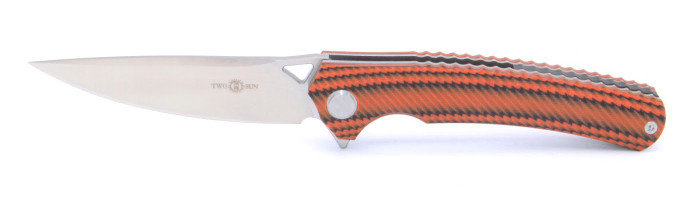 TwoSun Folding Knife Black/Orange G10 Handle D2 Plain Edge TS81-OR