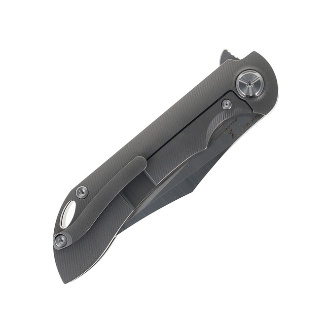 Two Sun Folding Knife Black Titanium Carbon Fiber Handle M390