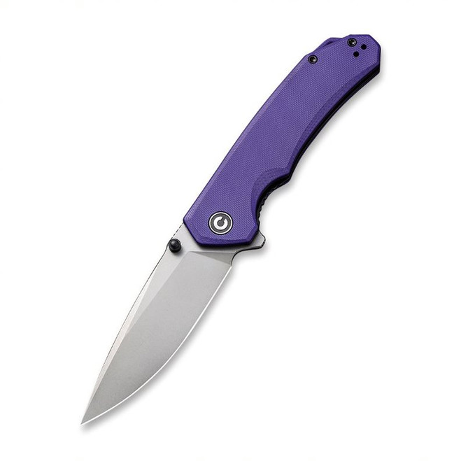 Civivi Brazen Folding Knife Purple G10 Handle 14C28N Drop Point Plain Edge Stonewash Finish C2102A