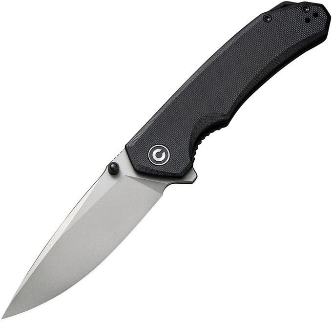 Civivi Brazen Folding Knife Black G10 Handle 14C28N Drop Point Plain Edge Stonewash Finish C2102C