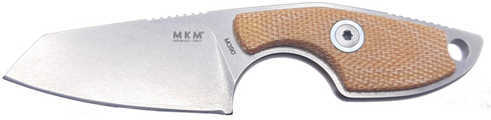 MKM Mikro Fixed Blade Knife Natural Canvas Micarta Handle M390 Sheepsfoot Plain Edge MR02-NC