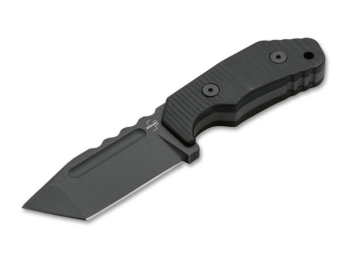 Boker Plus Little Dvalin Fixed Blade Knife Black G10 Handle D2 Tanto Plain Edge 02BO034