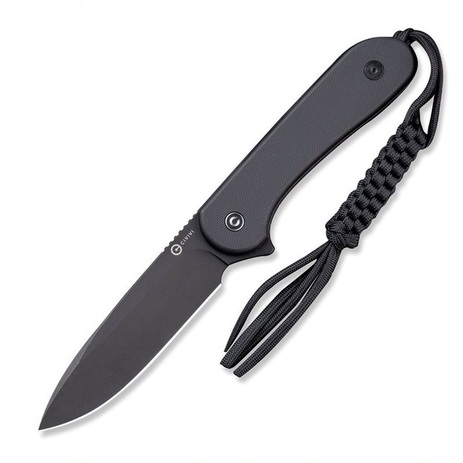 Civivi Elementum Fixed Blade Knife Black G10 Handle D2 Plain Edge Black Stonewash Finish C2105A