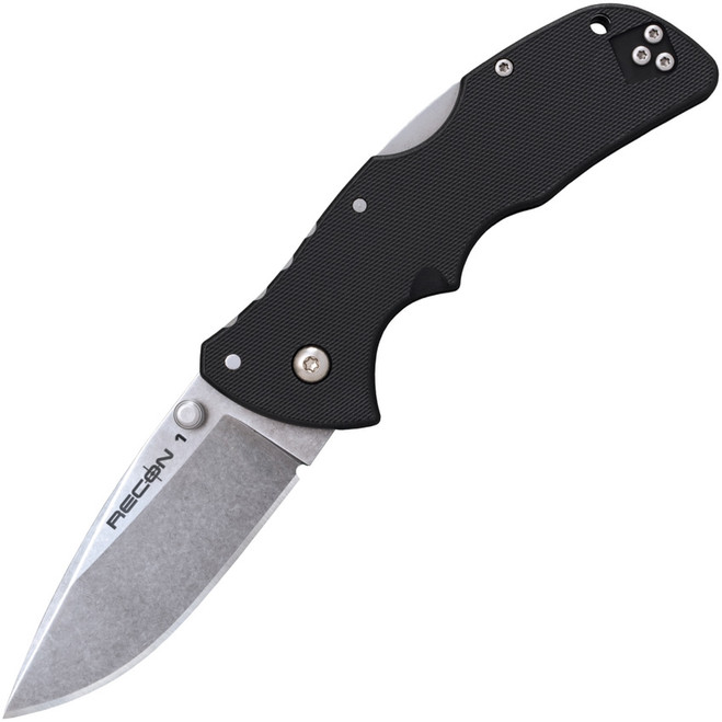 Cold Steel Mini Recon 1 Folding Knife Black GRN Handle Spear Point Plain Edge 27BAS