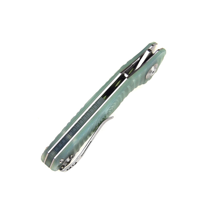 Harnds Time Folding Knife Cyan G10 Handle Sandvik Plain Edge Satin