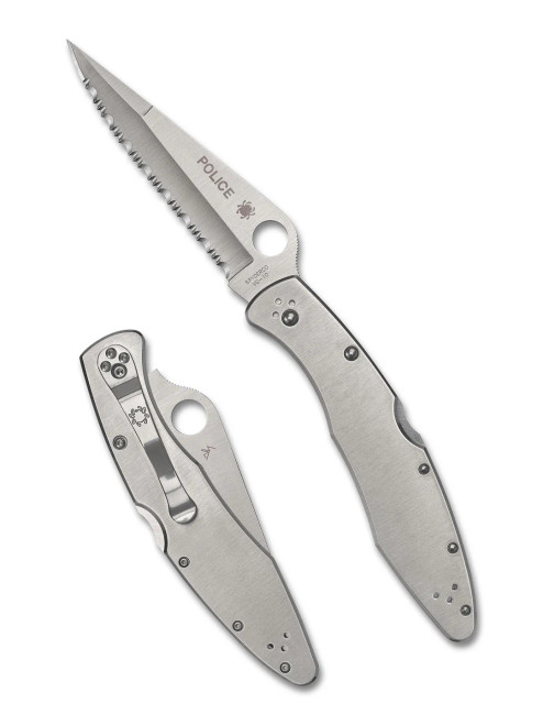 Spyderco Police SpyderEdge Serrated Blade Folding Knife VG10 Stainless Steel Handle C07S