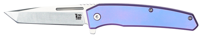 Ontario Ti 22 Folding Knife Ultrablue Titanium Handle AUS8 Plain Edge Satin Finish ON9800