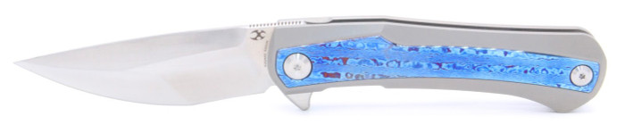 Kansept Kratos Folding Knife Titanium/Timascus Inlay Handle S35VN Plain Edge K1024A3