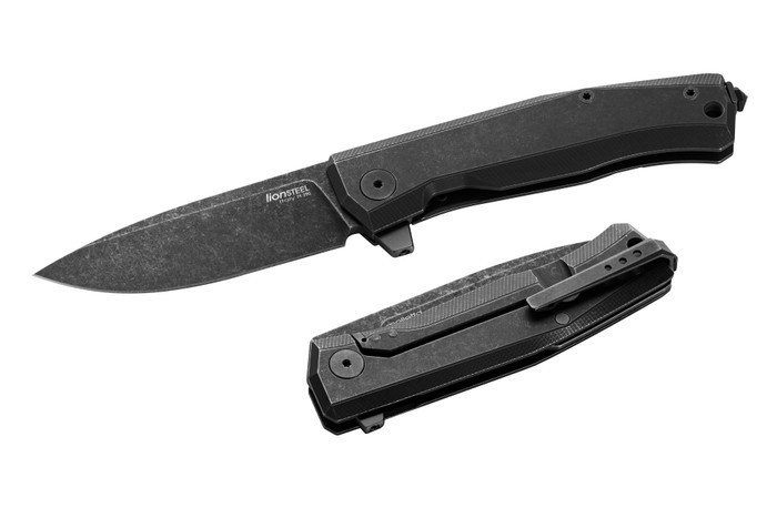 LionSteel Myto Folding Knife Black Titanium Handle M390 Plain Black Blade MT01B BW