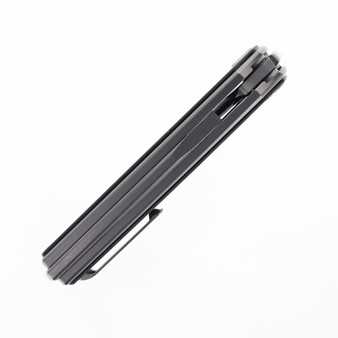 Two Sun Stingray Folding Knife Black Marbled Carbon Fiber Handle