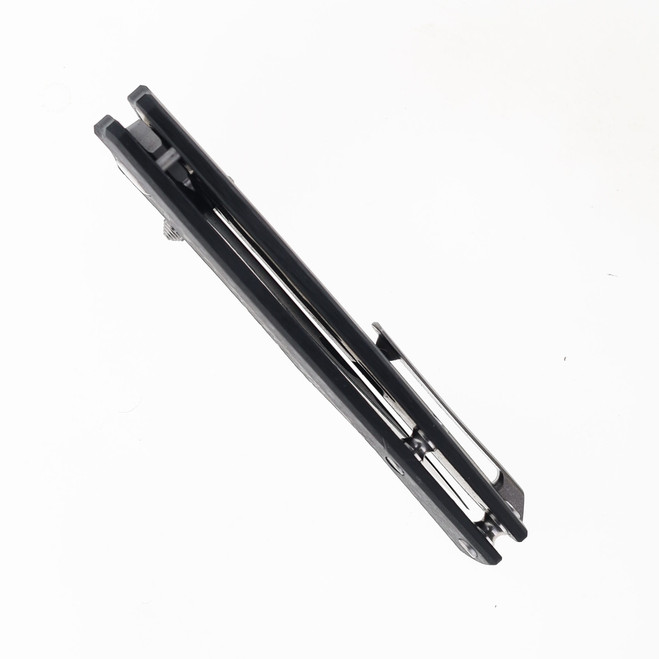Two Sun Folding Knife Black Carbon Fiber Handle 14C28N Plain Edge