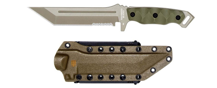 Halfbreed Blades Fixed Blade Knife OD Green G10 Handle D2 Tanto Part serrated MIK-05PS-OD