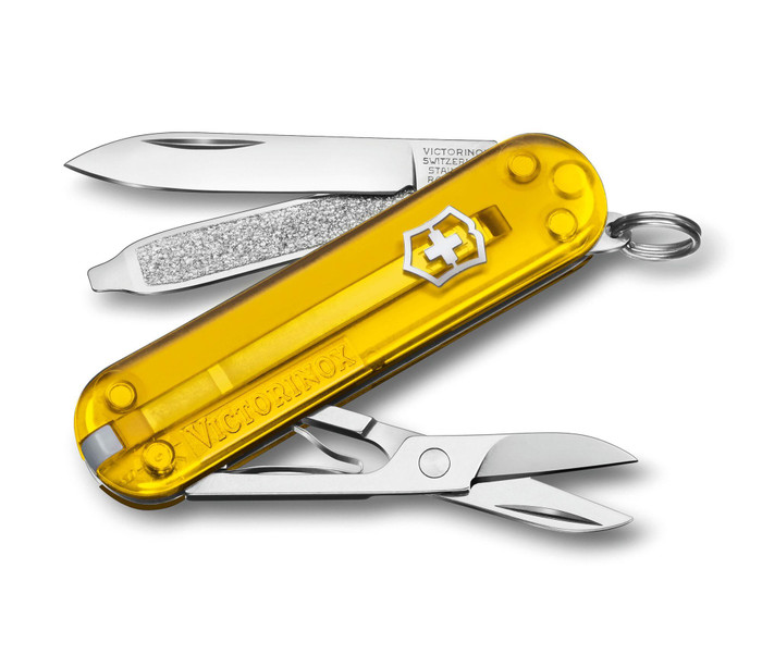 Victorinox Classic SD Multitool Transparent Tuscan Sun Handle Plain Edge 0.6223.T81G