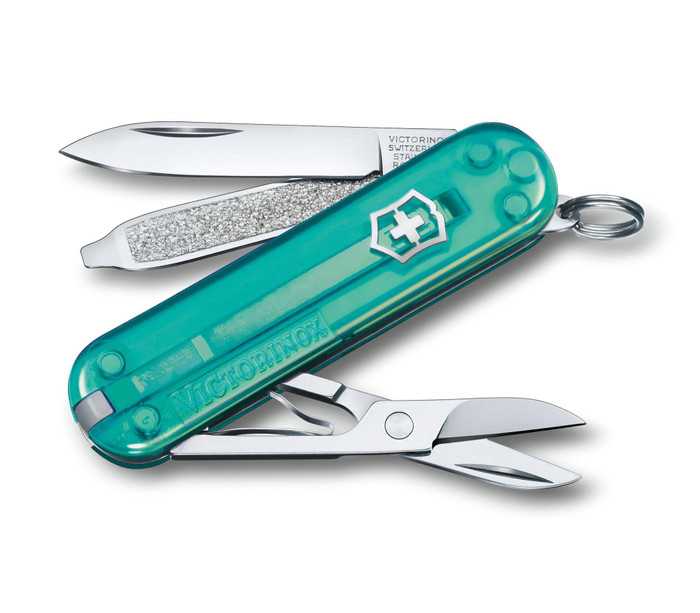 Victorinox Classic SD Multitool Transparent Tropical Surf Handle Plain Edge 0.6223.T24G