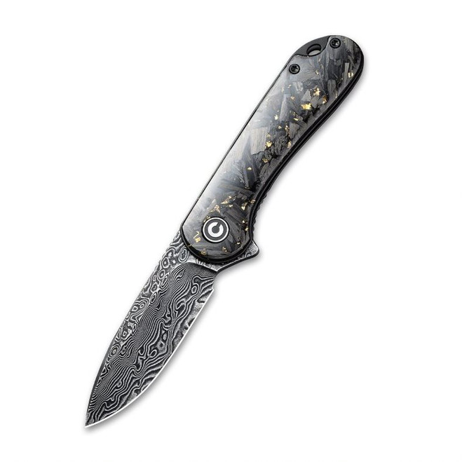 Civivi Elementum Folding Knife Black/Gold Shredded Carbon Fiber Handle Damascus Plain Edge Black Hand Rubbed Finish C907C-DS1 Civivi Elementum Folding Knife Black/Gold Shredded Carbon Fiber Handle Damascus Plain Edge Black Hand Rubbed Finish C907C-DS1