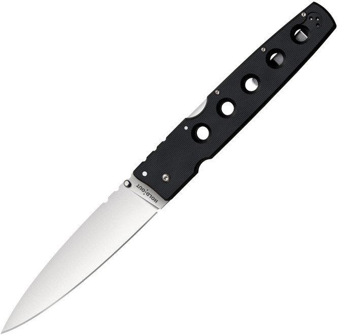 Cold Steel Hold Out Lockback Folding Knife Black G10 Handle S35VN Spear Point Plain Edge Satin Finish CS11G6