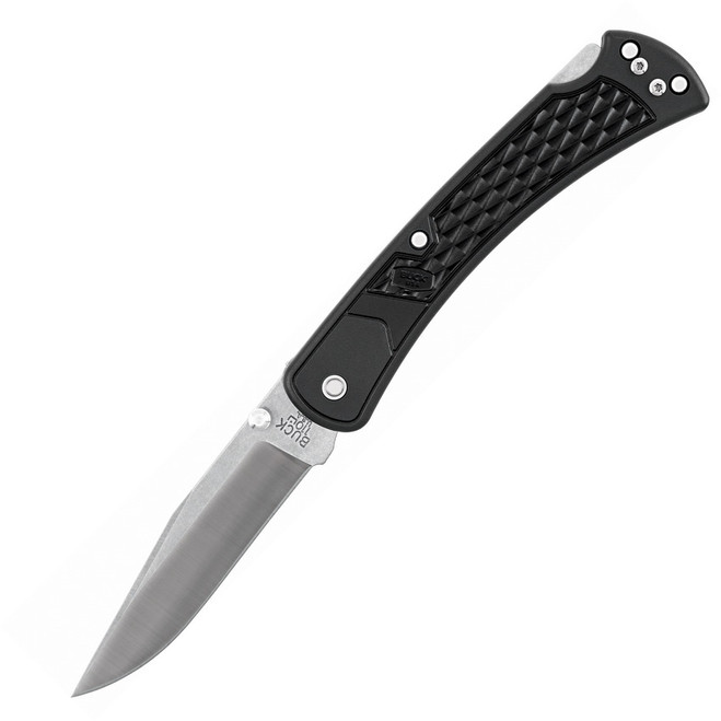 Buck 110 Slim Select Folding Knife Black GFN Handle 420HC Clip Point Plain Edge Stonewash Finish 110BKS1