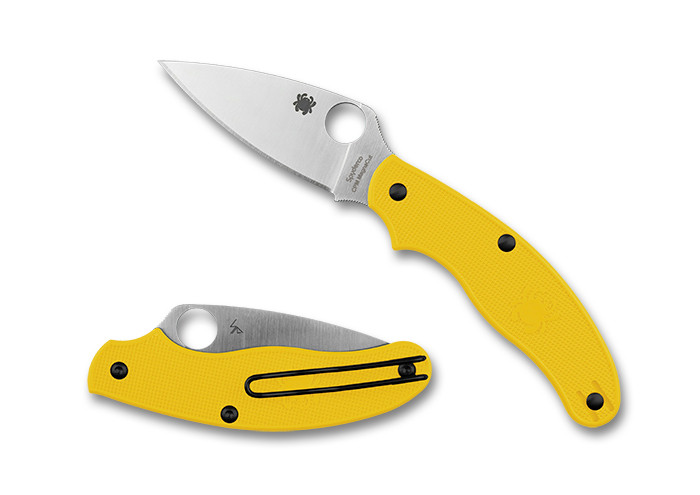 Spyderco UK Penknife Folding Knife Yellow FRN Handle Magnacut
