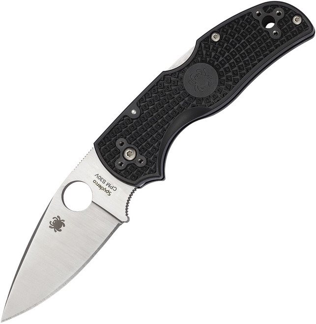 Spyderco Native 5 with a steel blade and black handle.