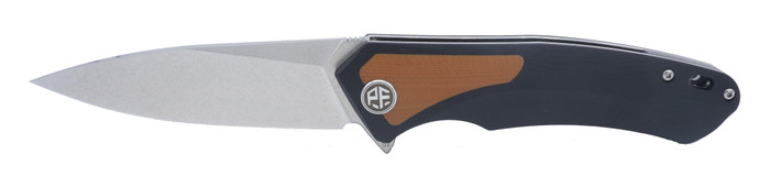 Petrified Fish Foldng Knife Black/Brown G10 Handle D2 Plain Edge Stonewash Finish PF-838-BRW