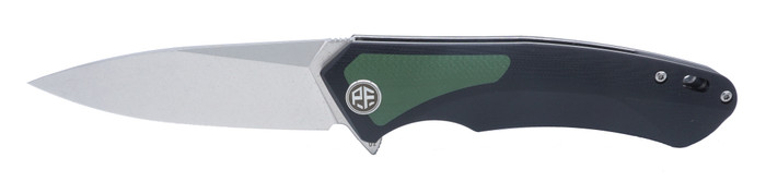 Petrified Fish Foldng Knife Black/Green G10 Handle D2 Plain Edge Stonewash Finish PF-838-GRW