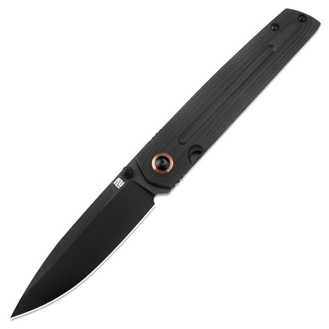 Artisan Cutlery Sirius Folding Knife Black G10 Handle AR-RPM9 Drop Point Plain Black Blade 1849P-BBK