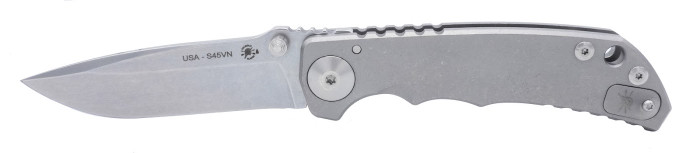 Spartan Blades Custom Harsey SF5 Folding Knife Gray Titanium Handle S45VN Plain Edge Stonewash Finish SF5SW