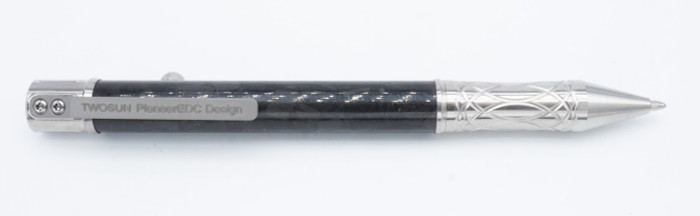 TwoSun Tactical Pen Carbon Fiber/Titanium Body Black Ink PEN-24-SATIN