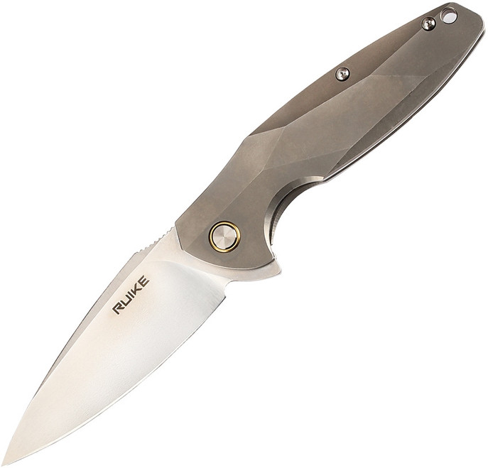 Ruike M105-TZ Folding Knife Gray Titanium Handle N690 Plain Edge RKEM105TZ