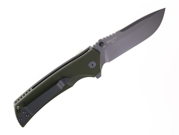 アサシン Harnds Warrior Folding Knife Green G10 Handle D2 Plain Gray
