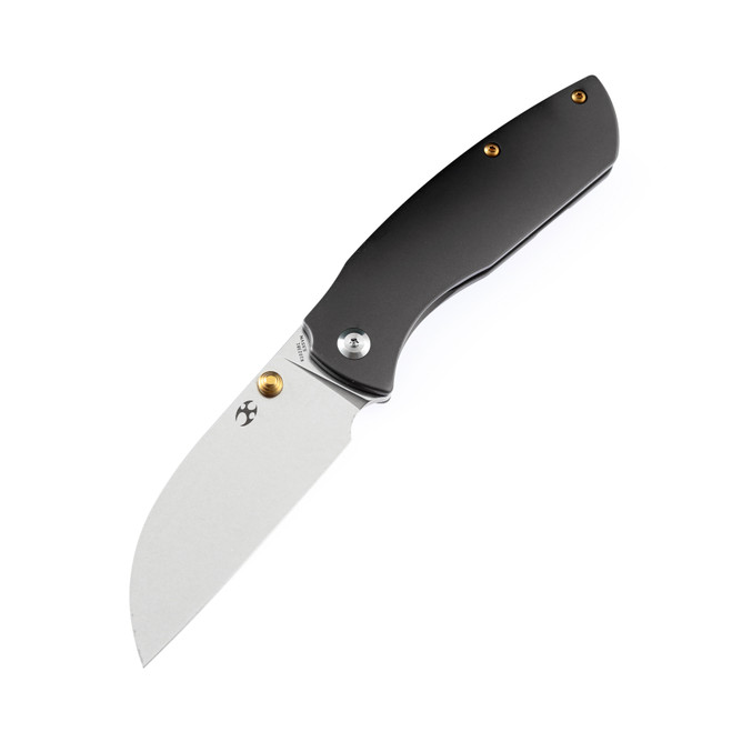 Discontinued Kansept Convict Folding Knife Dark Gray Titanium Handle S35VN Plain Edge K1023B1