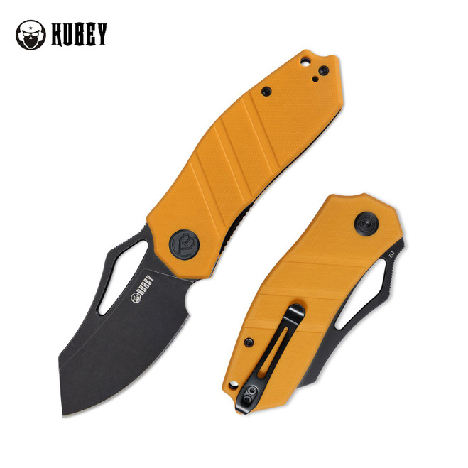 Kubey Folding Knife Yellow G10 Handle D2 Tanto Point Plain Black Blade KU335C Kubey Folding Knife Yellow G10 Handle D2 Tanto Point Plain Black Blade KU335C