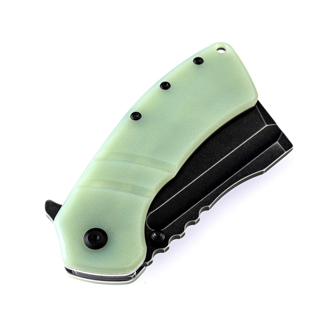 Kansept Korvid XL Folding Knife Jade G10 Handle 154CM Black Coated