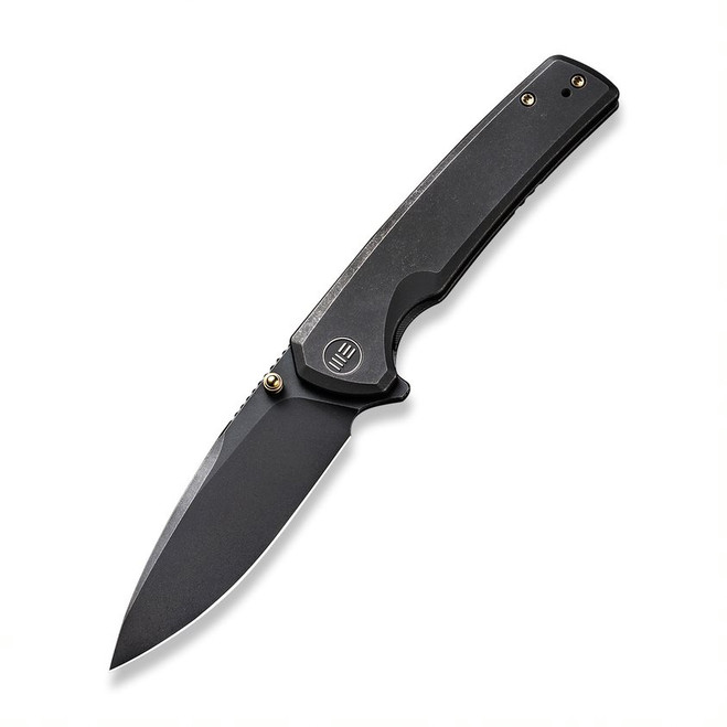 Discontinued WE Subjugator Folding Knife Black Titanium Handle 20CV Plain Edge Black Stonewash Finish WE21014C-5