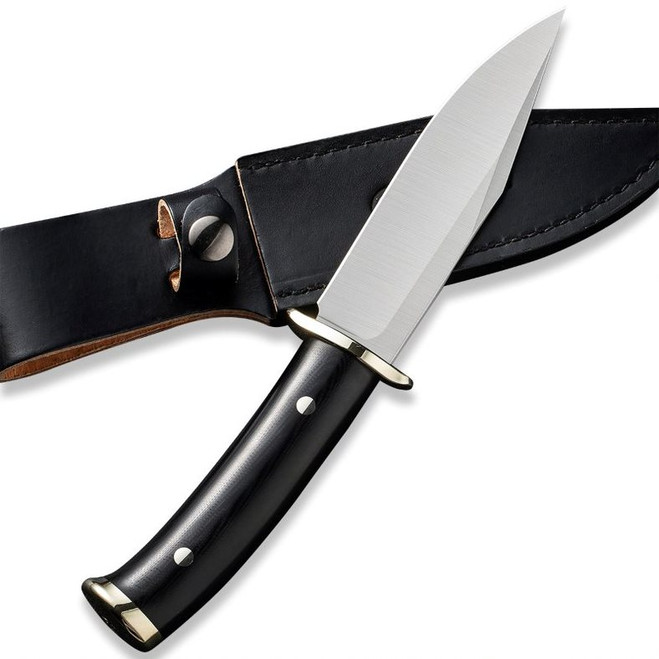 SS Civivi Teton Tickler Fixed Blade Knife Black Polished G10 Handle