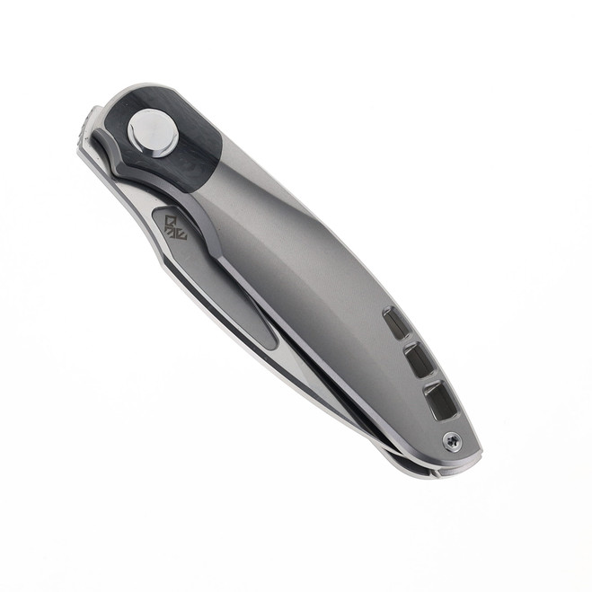 Two Sun Folding Knife Black Titanium Handle D2 Plain Edge TS341