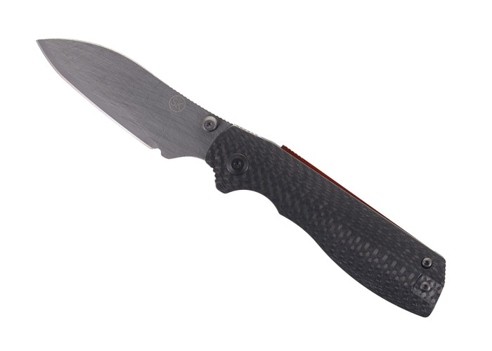 Sandrin Torino Folding Knfie Black Carbon Fiber Handle PTC Modified Spear Point Plain Edge SKTORINOCF
