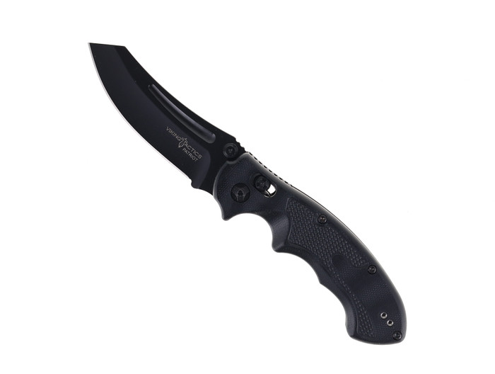 VTAC Patriot Folding Knife Black G10 Handle 20CV Cleaver Plain Black Blade VTACK5PFBB
