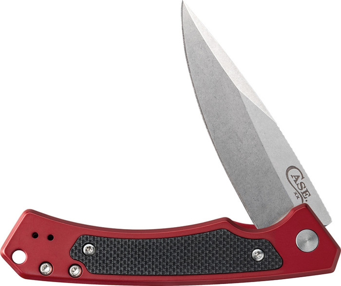 Case Cutlery Marilla Folding Knife Red Aluminum/Black G10 Handle S35VN Drop Point Plain Edge Stonewash Finish CA25881
