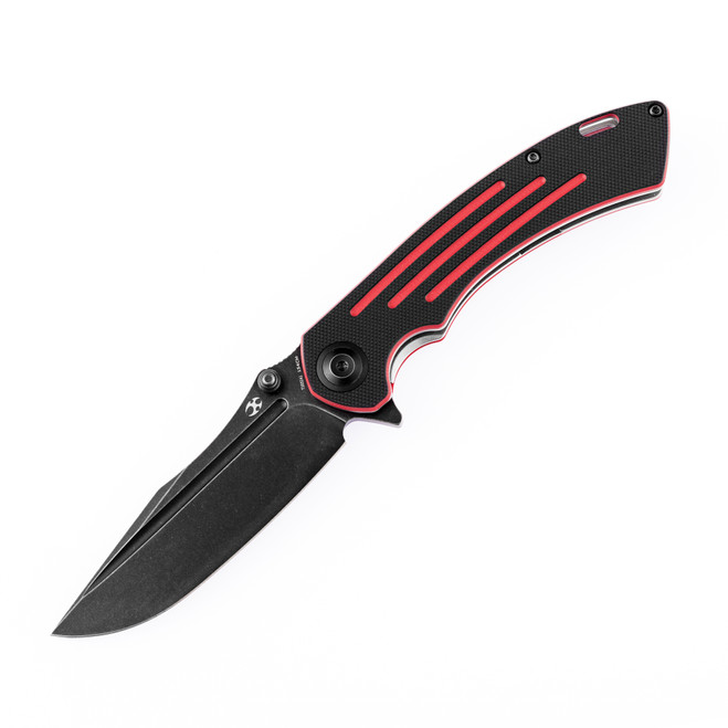 Kansept Pretatout Folding Knife Black/Red G10 Handle 154CM Plain Black Blade T1032A1