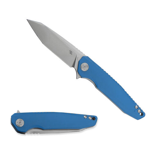 CH Practical Folding Knife Blue G10 Handle D2 Tanto Plain Edge