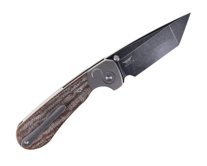 Two Sun Folding Knife Brown Micarta Handle D2 Tanto Plain Edge