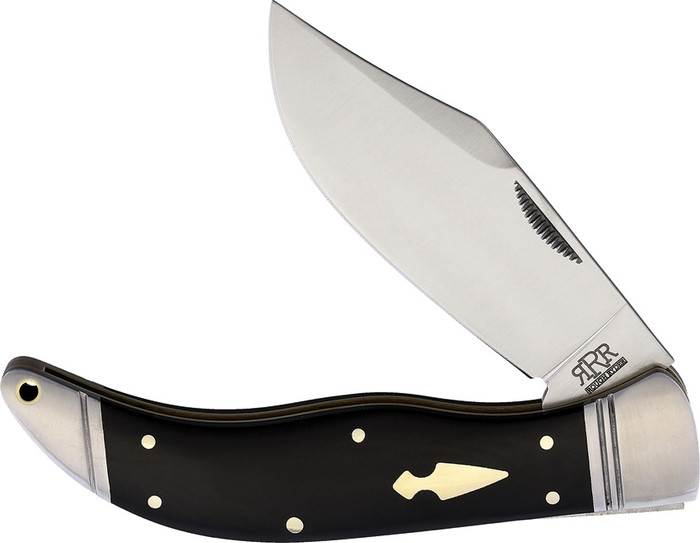 Rough Ryder Reserve Original Clasper Folding Knife Black Micarta Handle D2 Plain Edge Satin Finish RRR014