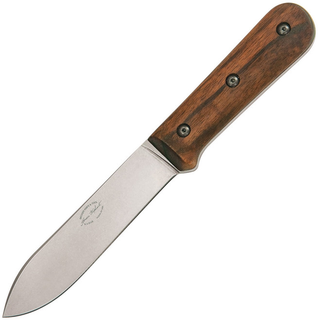 Ka-Bar  Becker Kephart Fixed Blade Fixed Blade Knife Walnut Handle 1095 Spear Point Plain Edge Stonewash Finish KABK62