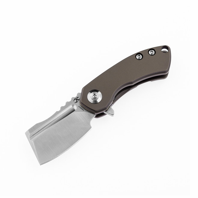 Kansept Mini Korvid Folding Knife Bronze Titanium Handle S35VN Plain Edge Satin Finish K3030A3