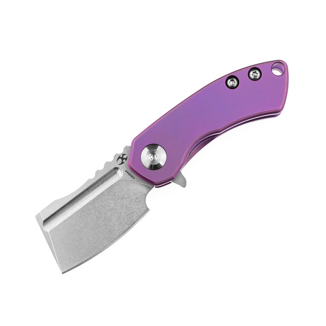 Kansept Mini Korvid Folding Knife Purple Titanium Handle S35VN Plain Edge Stonewash Finish K3030A4