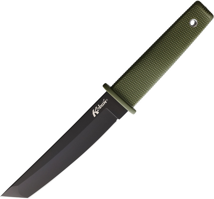 Cold Steel Kobun Boot Fixed Blade Knife OD Green Kraton Handle Plain Black Blade 17TODBK